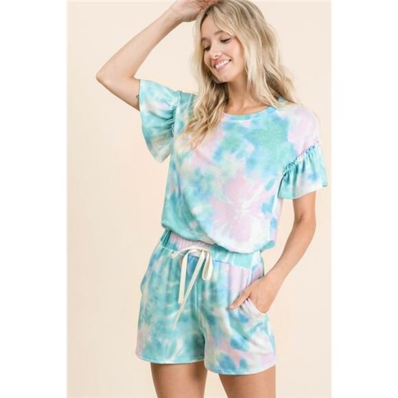 ✨NWT BiBi Tie Dye Print Casual Shorts with Twill - Picture 10 of 11